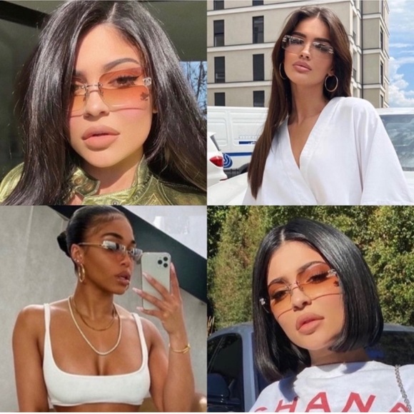 Chanel 4092 Rimless Crystal Rhinestone CC Vintage Y2K Sunglasses in Brown Hue - Picture 4 of 17